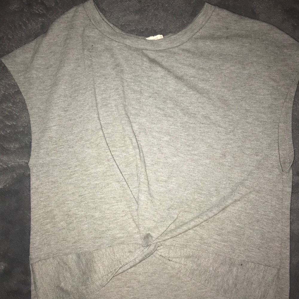 Grey crop top with cute tie/knot in front